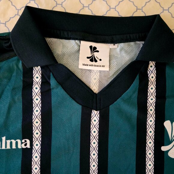 Kalma Soccer Futbol Green & Blue Striped Jersey Size Medium NEW - Picture 2 of 3